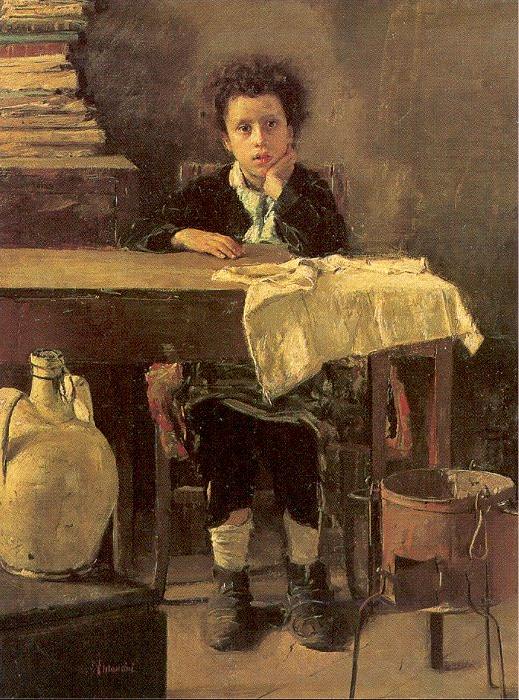 Mancini, Antonio The Poor Schoolboy oil painting picture